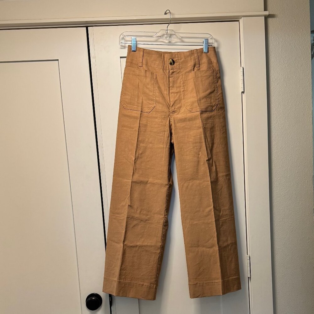 Anthropologie Maeve Colette Wide Leg Cropped Pants Sz 28 Camel